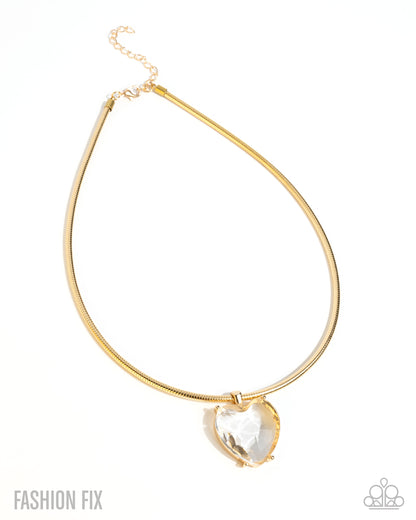 Faceted Finery - Gold Necklace - Glimpses of Malibu - October 2025 - Paparazzi Accessories