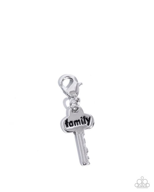 Family is the Key - Rhodium Plated Charm - Paparazzi Accessories