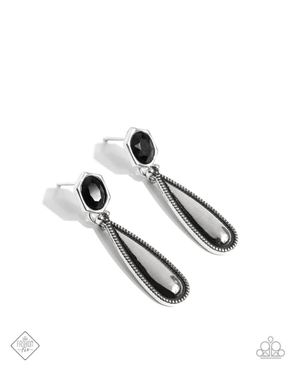 Festival Fame - Black & Silver Post Earrings - Paparazzi Accessories