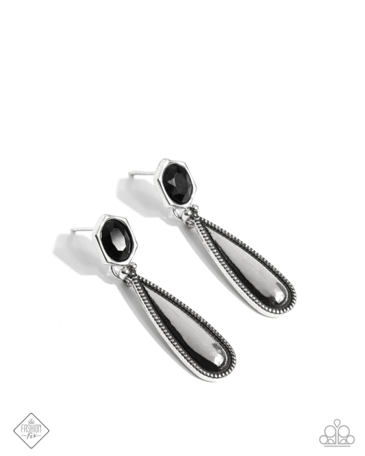 Festival Fame - Black & Silver Post Earrings - Paparazzi Accessories