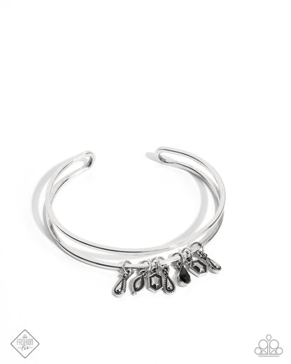 Festival Freestyle - Black & Silver Cuff Bracelet - Paparazzi Accessories