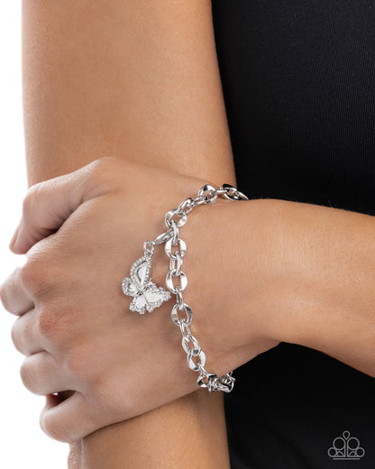 Fluttering Family - Rhodium Plated Charm - Paparazzi Accessories