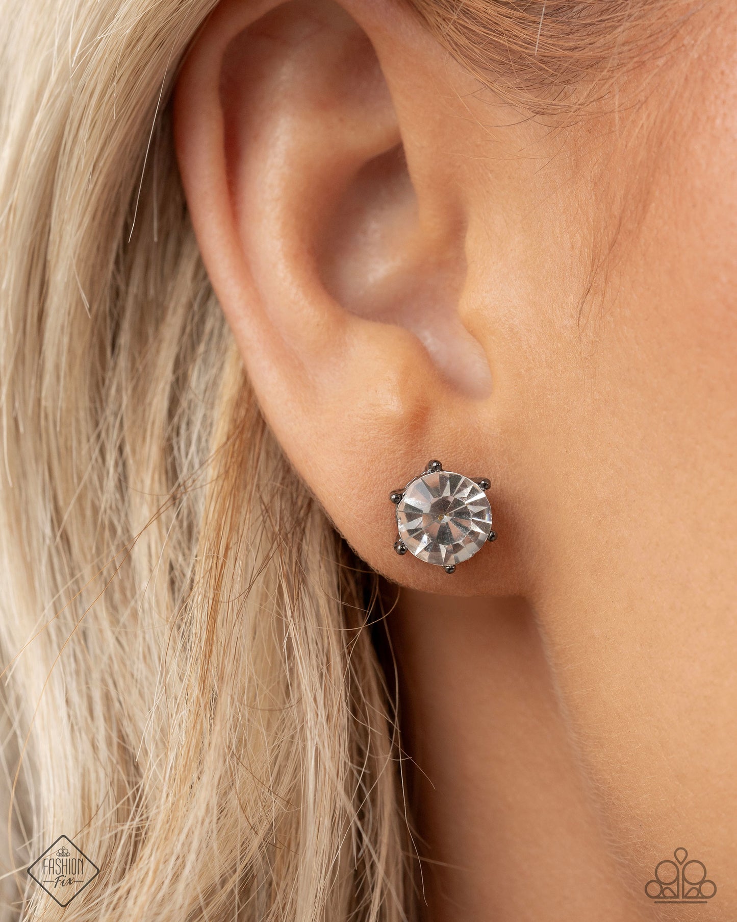 Forceful Facets - Black Stud Post Earrings - Magnificent Musings April 2025 - Paparazzi Accessories