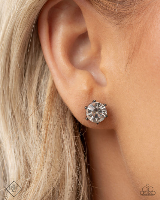Forceful Facets - Black Stud Post Earrings - Magnificent Musings April 2025 - Paparazzi Accessories