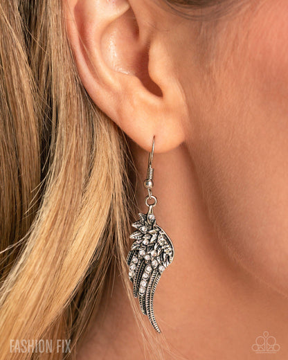 Free-Spirited Fable - White Earrings - Sunset Sightings June 2025 - Paparazzi Accessories