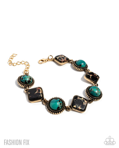 Free-Spirited Feat - Green Bracelet - Simply Santa Fe December 2025 - Paparazzi Accessories