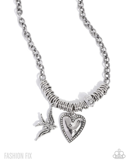 Free-Spirited Freeway - White Rhinestone Necklace - Sunset Sightings August 2025 - Paparazzi Accessories