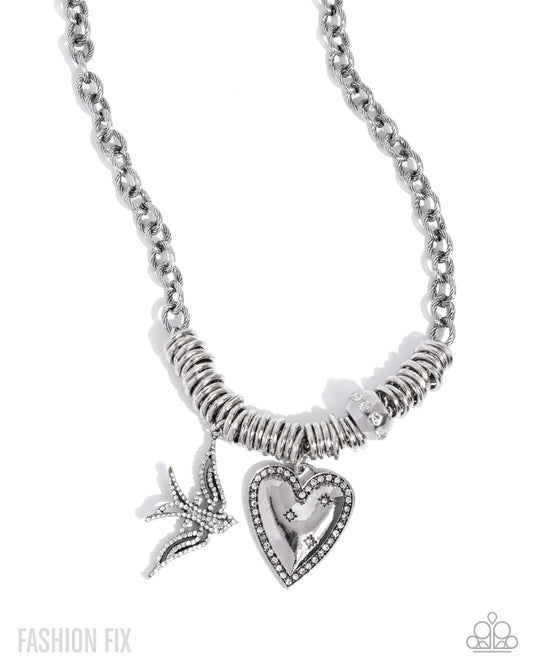 Free-Spirited Freeway - White Rhinestone Necklace - Sunset Sightings August 2025 - Paparazzi Accessories