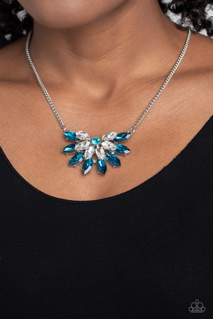 Frosted Florescence - Blue Rhinestone Necklace - Paparazzi Accessories