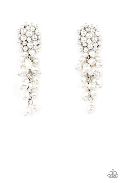 Fabulously Flattering - White Pearl Earrings - Paparazzi Accessories