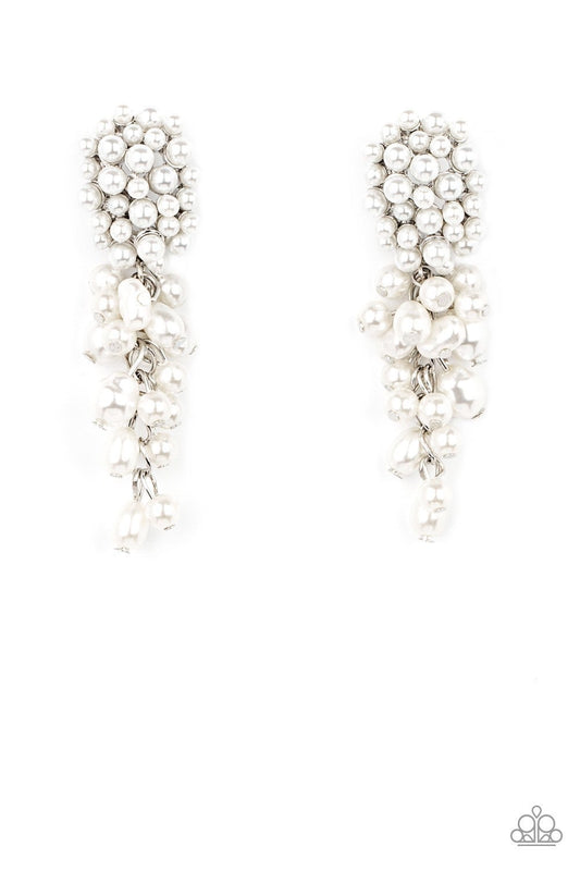 Fabulously Flattering - White Pearl Earrings - Paparazzi Accessories