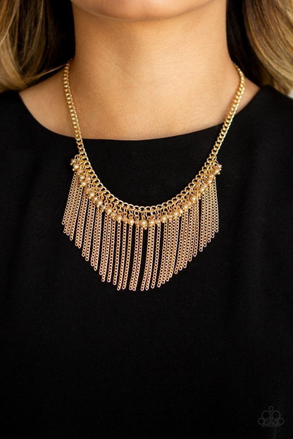 Divinely Diva - Gold Tassel Necklace - Paparazzi Accessories