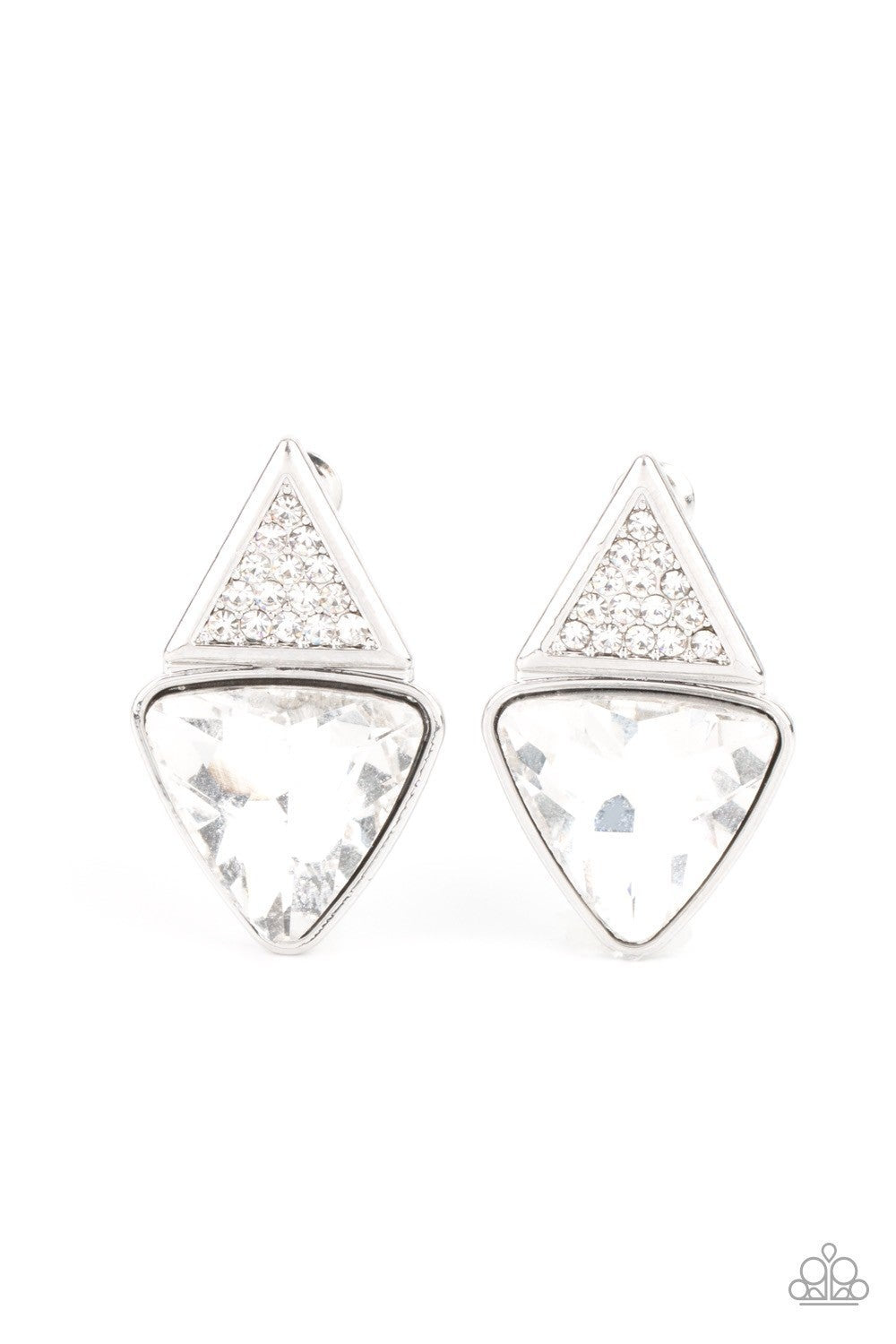 Risky Razzle - White - Rhinestone Post Earrings - Paparazzi Accessories