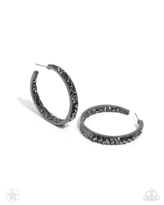 GLITZY By Association - Black - Gunmetal and Hematite Hoop Earrings - Paparazzi Accessories