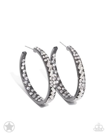 GLITZY By Association - Gunmetal Hoop Earrings - Paparazzi Accessories