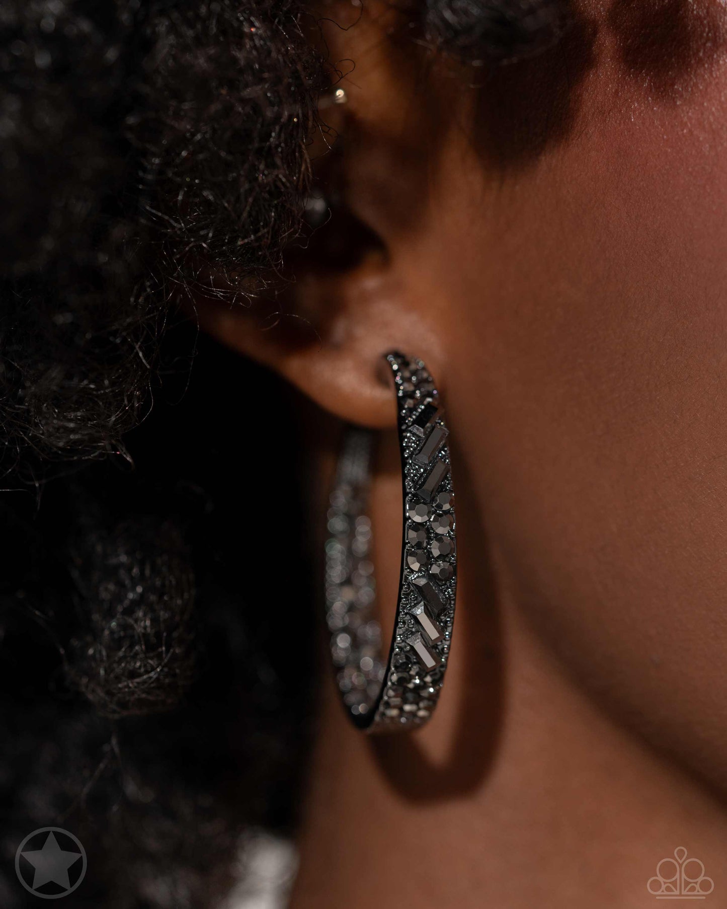GLITZY By Association - Black - Gunmetal and Hematite Hoop Earrings - Paparazzi Accessories