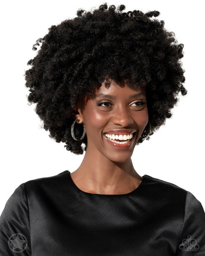 GLITZY By Association - Black - Gunmetal and Hematite Hoop Earrings - Paparazzi Accessories