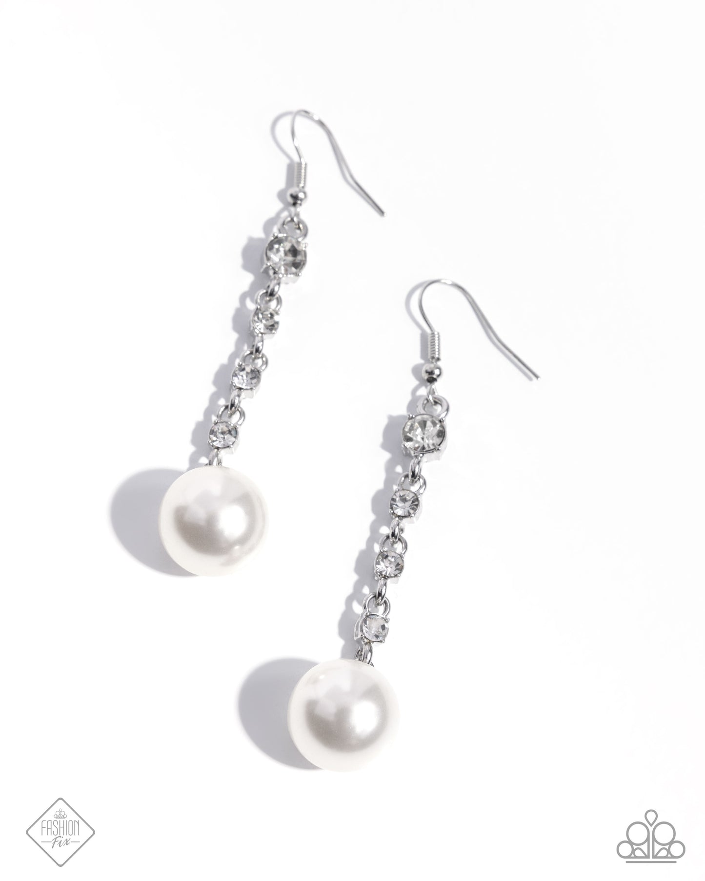 Genial Glam - White Earrings - Fiercely 5th Avenue April 2025 - Paparazzi Accessories