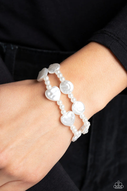 Good Time PEARL - White Pearl Stretchy Bracelet - Paparazzi Accessories