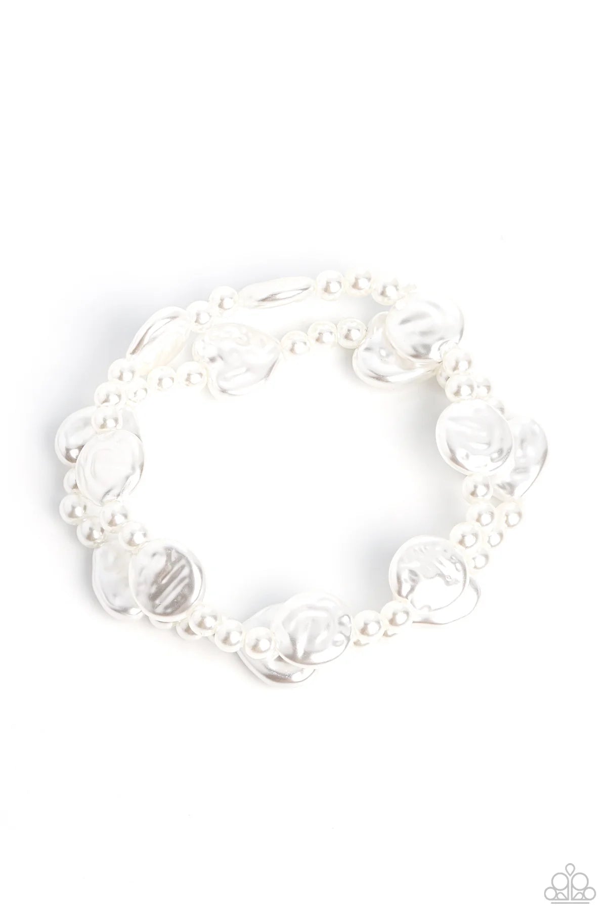 Good Time PEARL - White Pearl Stretchy Bracelet - Paparazzi Accessories