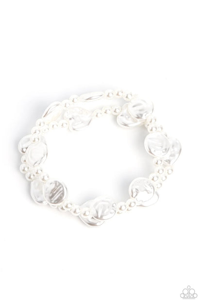 Good Time PEARL - White Pearl Stretchy Bracelet - Paparazzi Accessories
