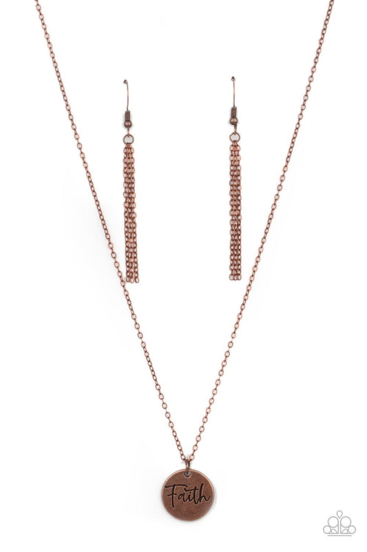 Choose Faith - Copper - Pendant Necklace - Paparazzi Accessories