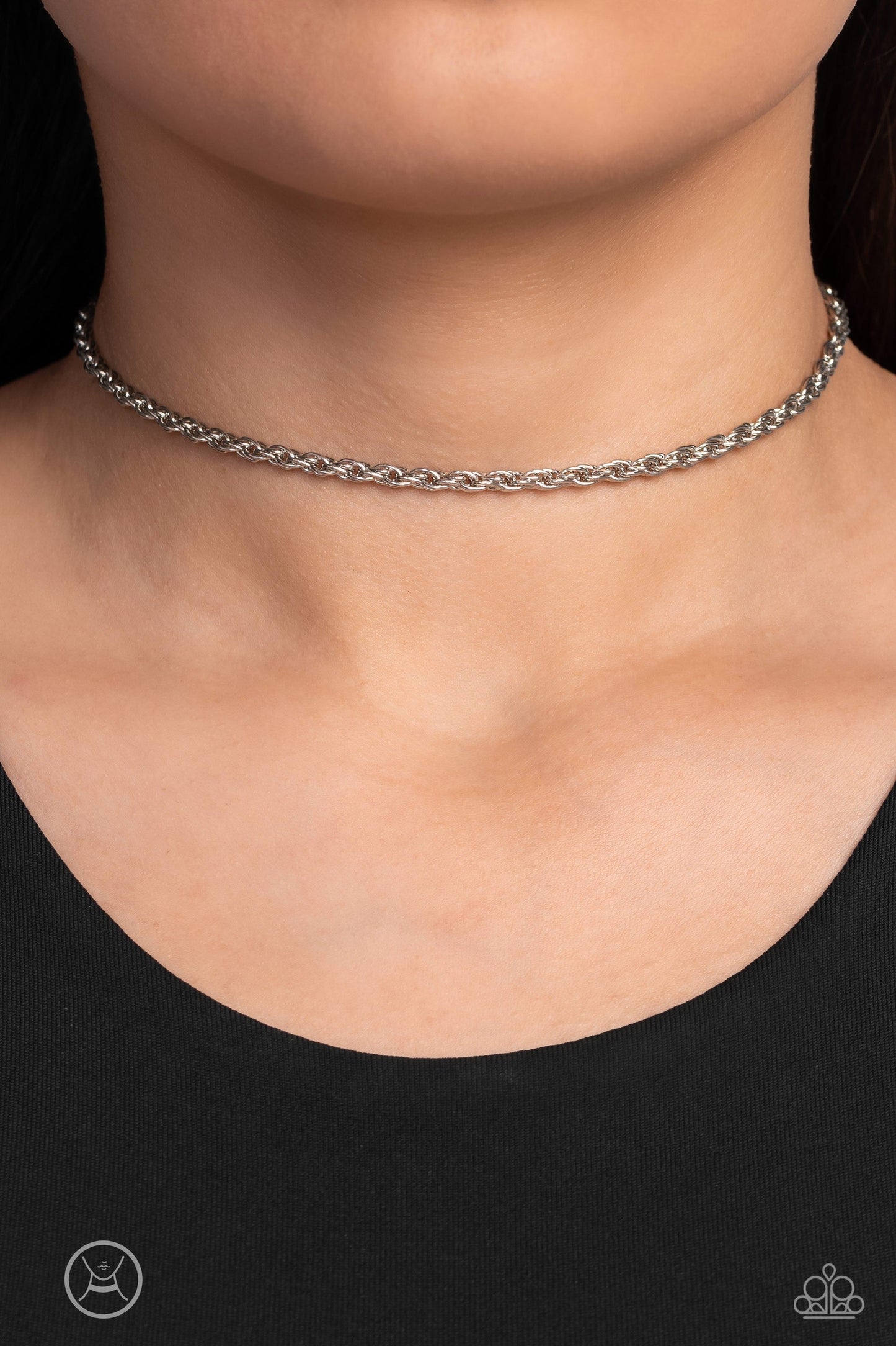 Glimmer of ROPE - Silver Rope Chain Choker Necklace - Paparazzi Accessories