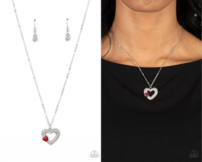 Bedazzled Bliss - Red Heart Necklace - Paparazzi Accessories