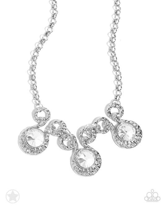Hypnotized - Silver - White Rhinestone "Blockbuster" Necklace - Paparazzi Accessories