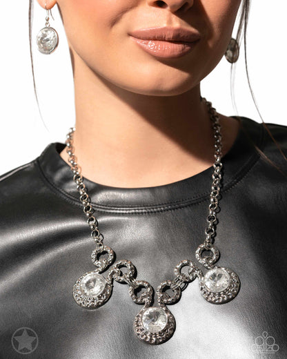 Hypnotized - Silver - White Rhinestone "Blockbuster" Necklace - Paparazzi Accessories