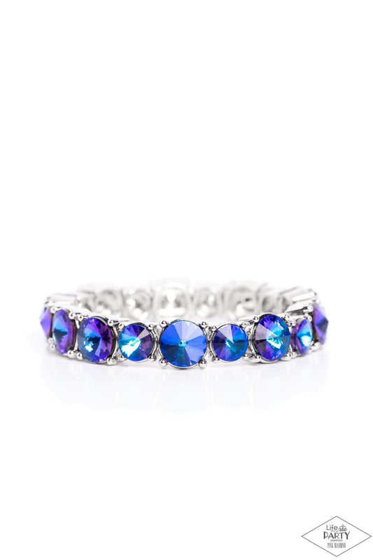 Born To Bedazzle - Blue Oil Spill Rhinestone Stretchy Bracelet - Life of the Party Pink Diamond Exclusive - Paparazzi Accessories