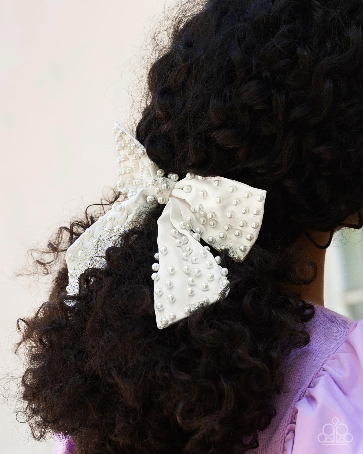 Best of Beauty - White Satin & Pearl Hair Bow - Paparazzi Accessories