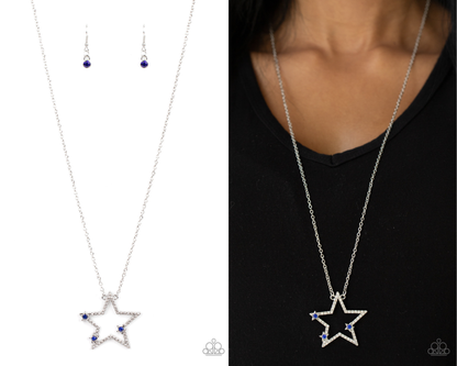 I Pledge Allegiance to the Sparkle - Blue Star Necklace - Paparazzi Accessories