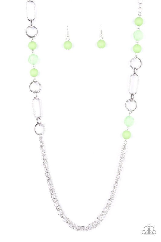 POP-ular Opinion - Green - Faceted Bead Necklace - Paparazzi Accessories