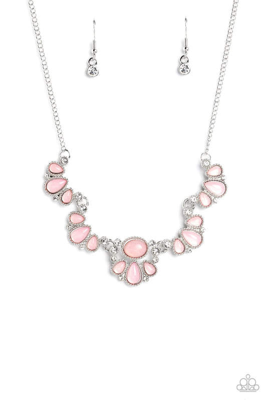 Dancing Dimension - Pink Acrylic Teardrop Necklace - Paparazzi Accessories