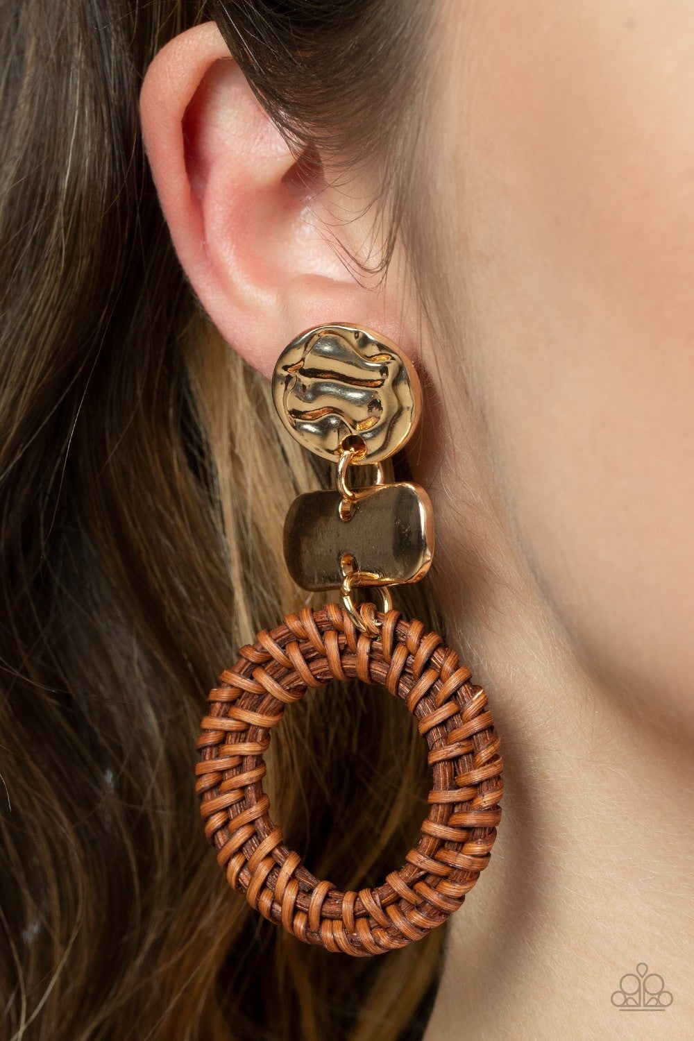 Woven Whimsicality - Gold Earrings - Paparazzi Accessories