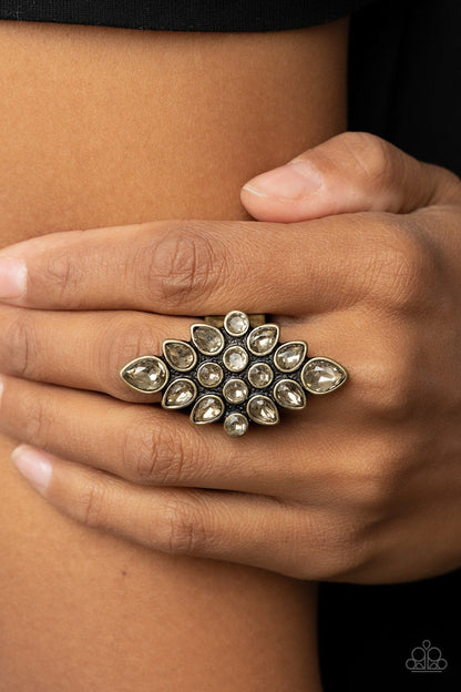 Combustible Iridescence - Brass - Topaz Rhinestone Ring - Paparazzi Accessories