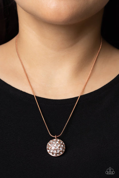 Haute Hybrid - Copper - Half Rhinestone Half Pearl Necklace - Paparazzi Accessories