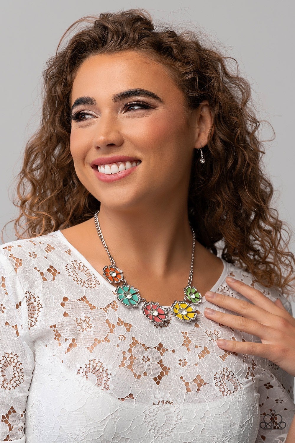 Playful Posies - Multi Enamel Flower Necklace - Life of the Party Exclusive - Paparazzi Accessories