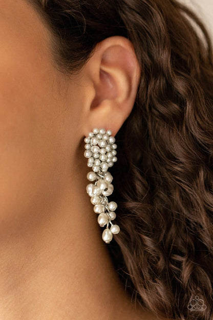 Fabulously Flattering - White Pearl Earrings - Paparazzi Accessories