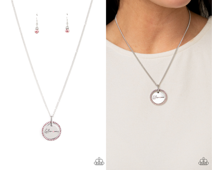 Glam-ma Glamorous - Pink Rhinestone Pendant Necklace - Paparazzi Accessories