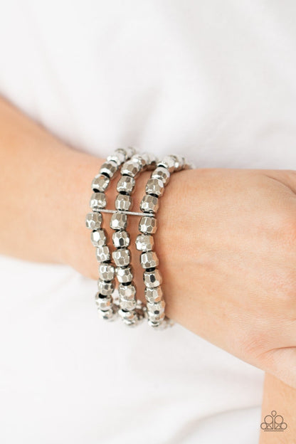 Magnetically Maven - Silver Stretch Bracelet - Paparazzi Accessories
