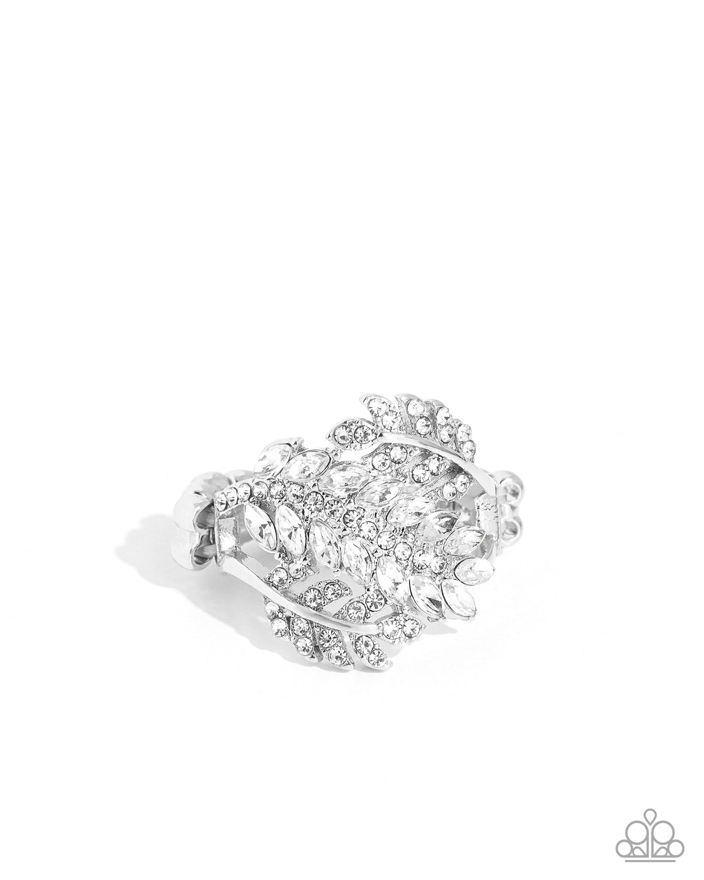 LEAF the Way - White Rhinestone Ring - Paparazzi Accessories