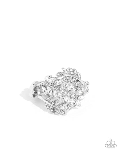 LEAF the Way - White Rhinestone Ring - Paparazzi Accessories