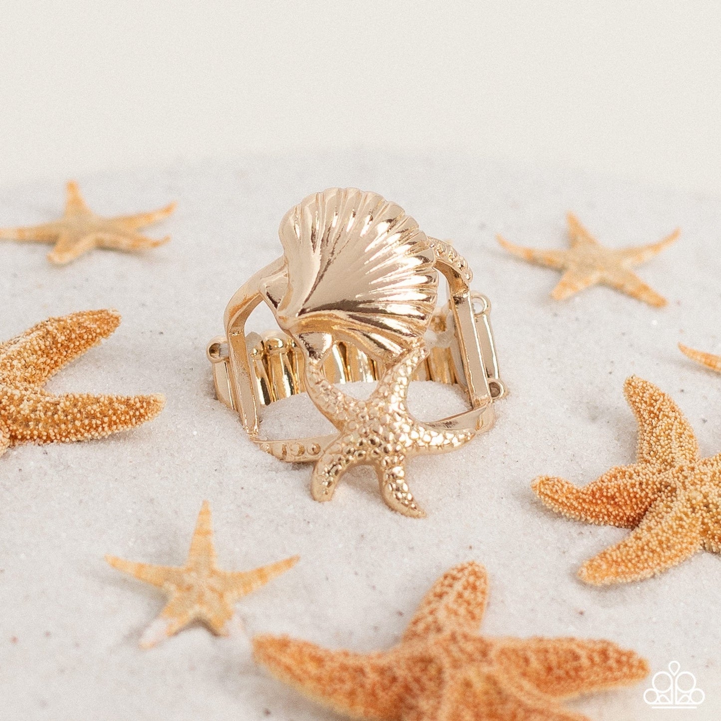 Seashell Showcase - Gold Starfish Ring - Paparazzi Accessories