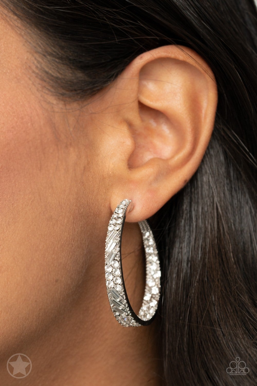 GLITZY By Association - Rhinestone Hoop Earrings - Paparazzi Accessories