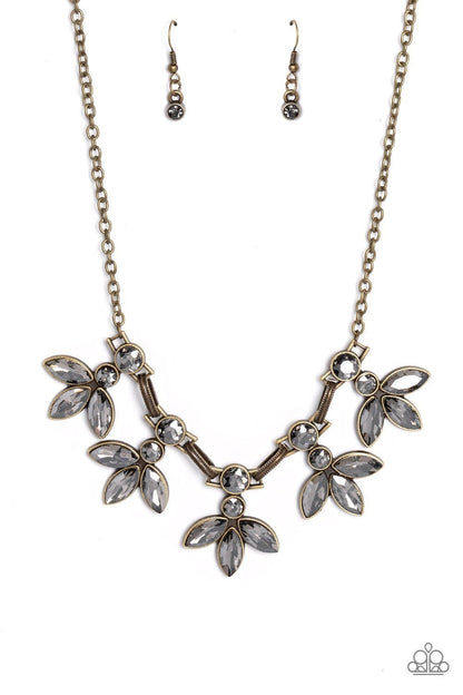 Dauntlessly Debonair - Brass - Smoky Gem Necklace - Paparazzi Accessories