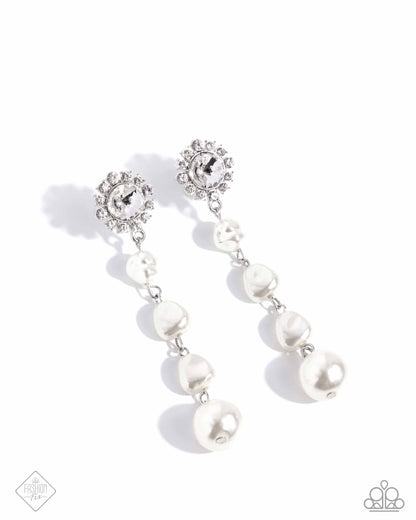 Modish Motif - White Post Earrings - November 2024 Fiercely 5th Avenue