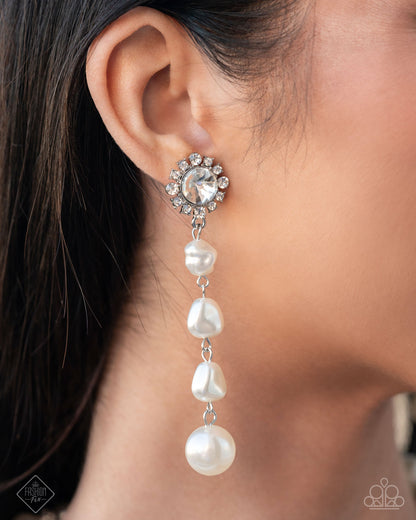 Modish Motif - White Post Earrings - November 2024 Fiercely 5th Avenue
