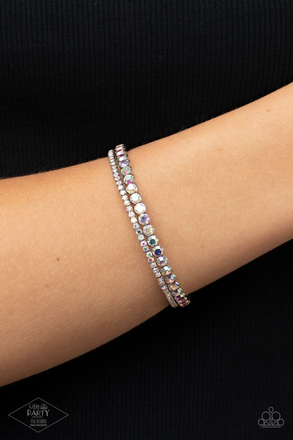 Fairytale Sparkle - Multi Iridescent Flex Cuff Bracelet -  Life of the Party Pink Diamond Exclusive - Paparazzi Accessories